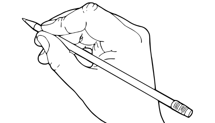 drawing of a hand holding a pencil
