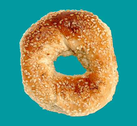 bagel with blue background