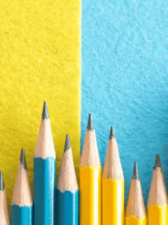 row of blue and yellow pencils
