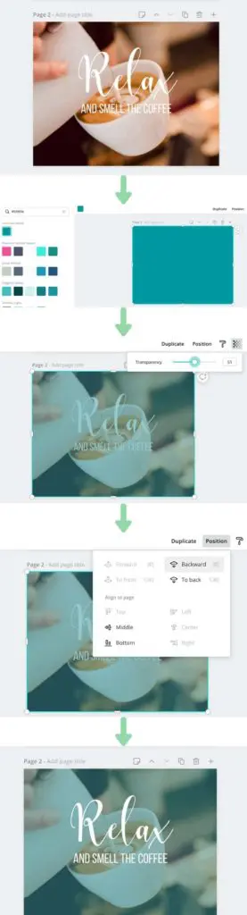 How to Make a Transparent Overlay in Canva steps