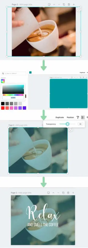 How to Make a Transparent Overlay in Canva steps