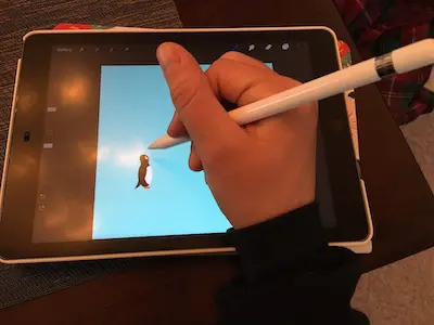 drawing cartoon penguin on ipad