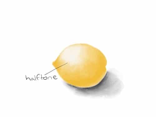 drawing of lemon with halftone