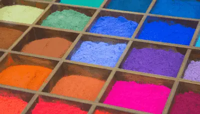 rows of colored pigments