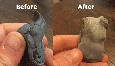 cleaning a kneaded eraser before and after