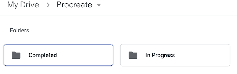 procreate completed in progress folders drive