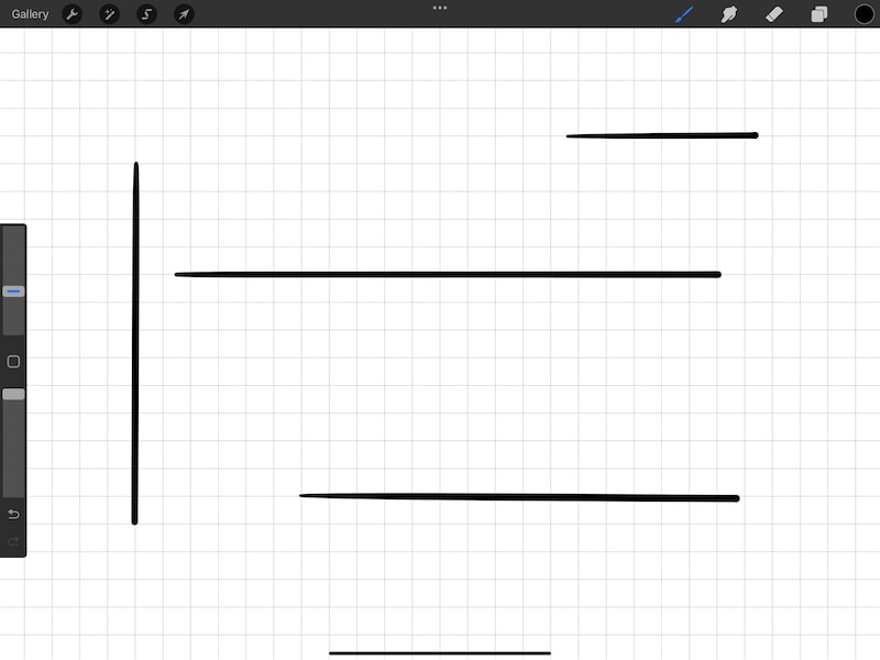 procreate drawing guide on grid straight lines