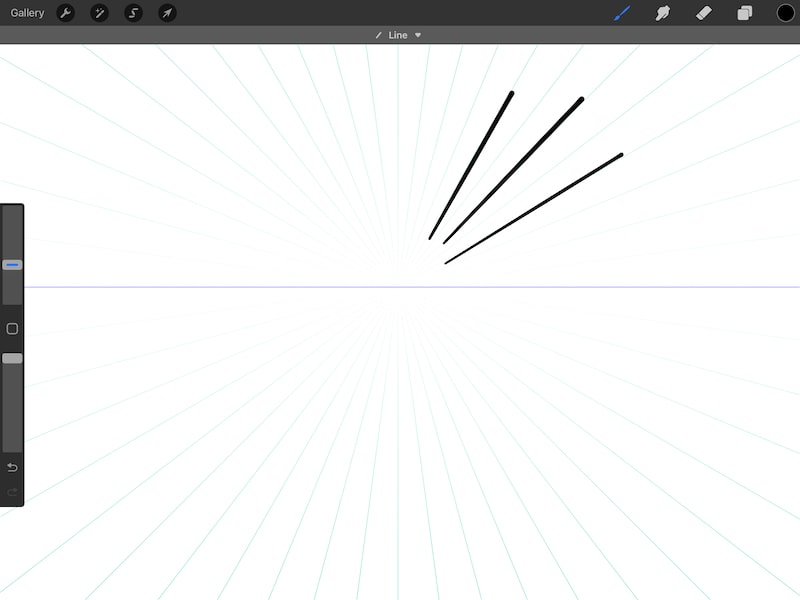 procreate straight lines in perspective drawing guide