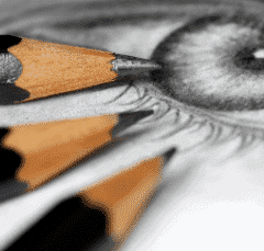 pencils with eye drawing