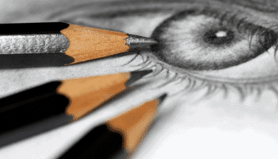 pencils with eye drawing