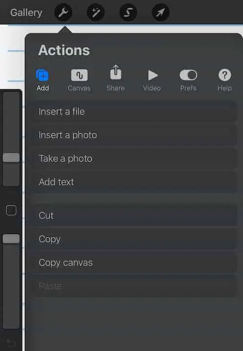 procreate add menu