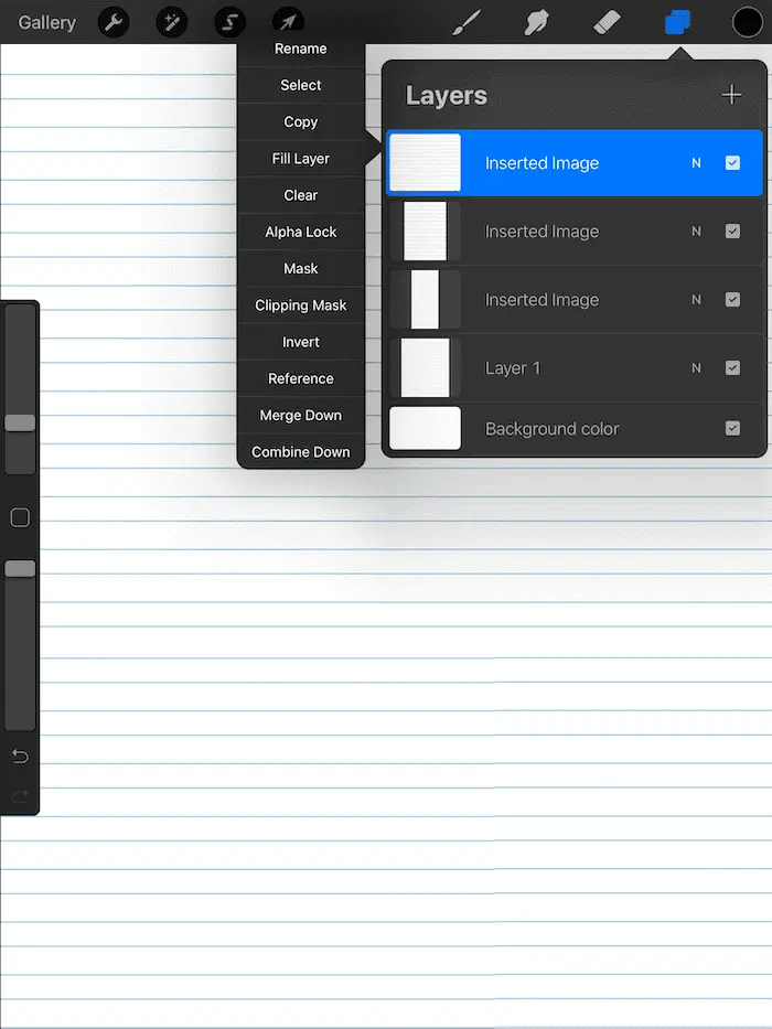 procreate layer options