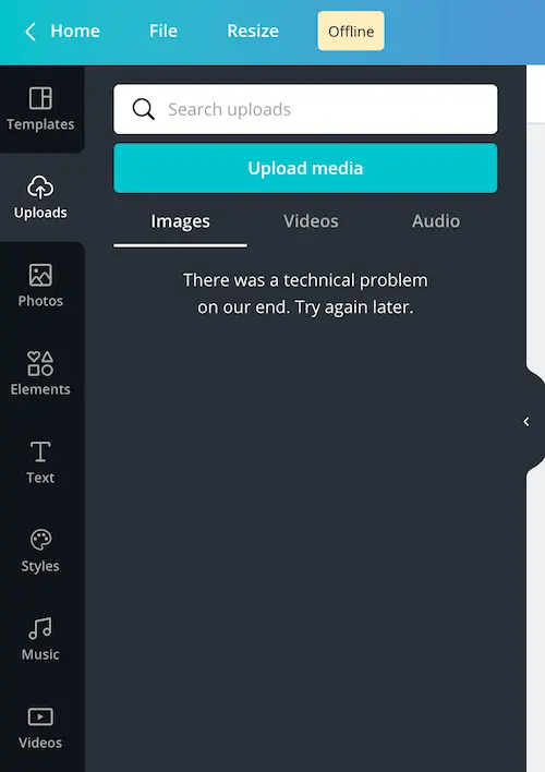 canva technical error message