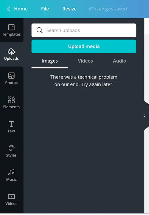 canva technical error message