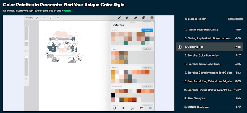 color palettes in procreate skillshare class