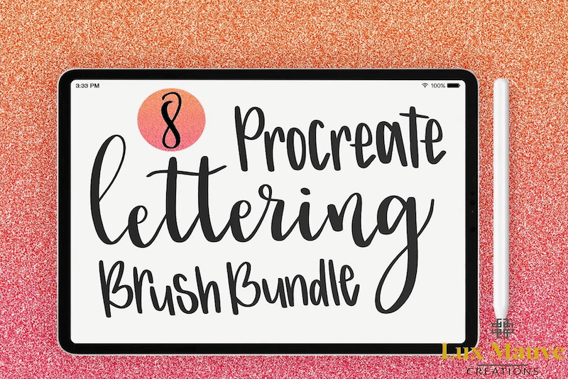 free procreate lettering brushes from  design bundles