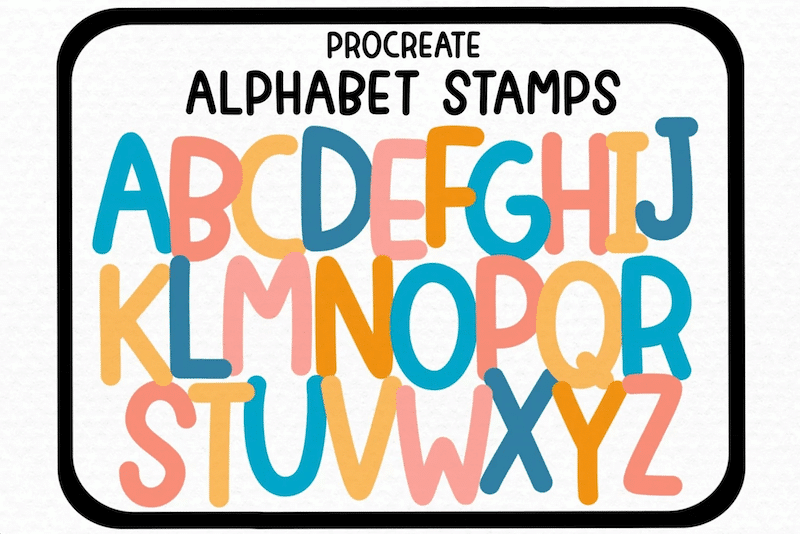 free alphabet stamps from  design bundles