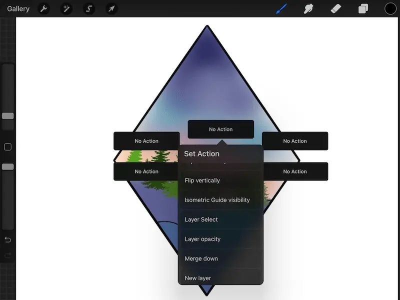 procreate assigning an action in quickmenu