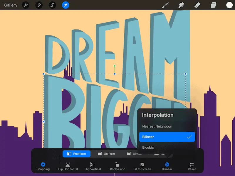 procreate bilinear interpolation setting