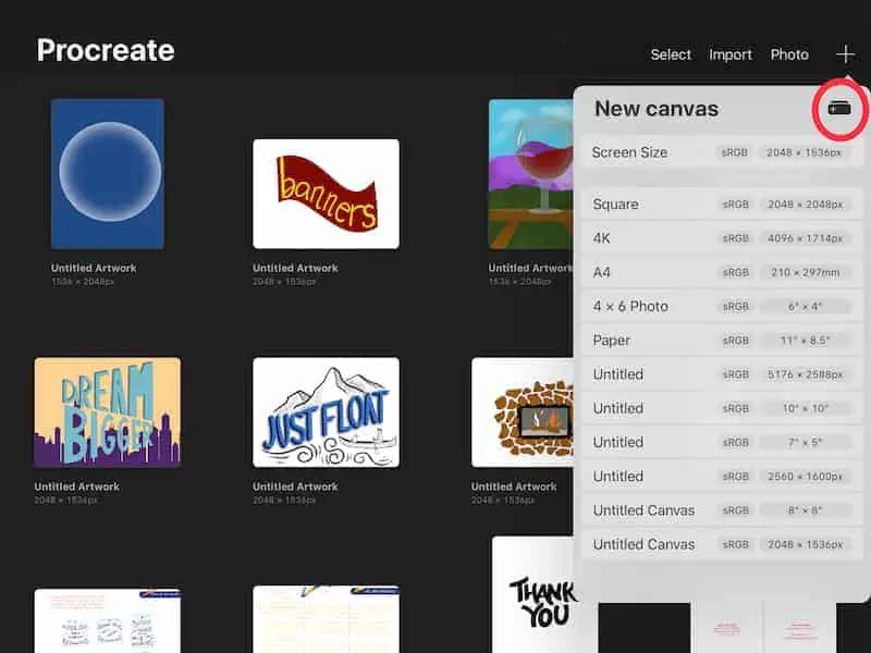 procreate create custom canvas size