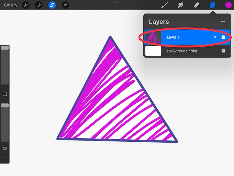 procreate automatic selection color in triangle