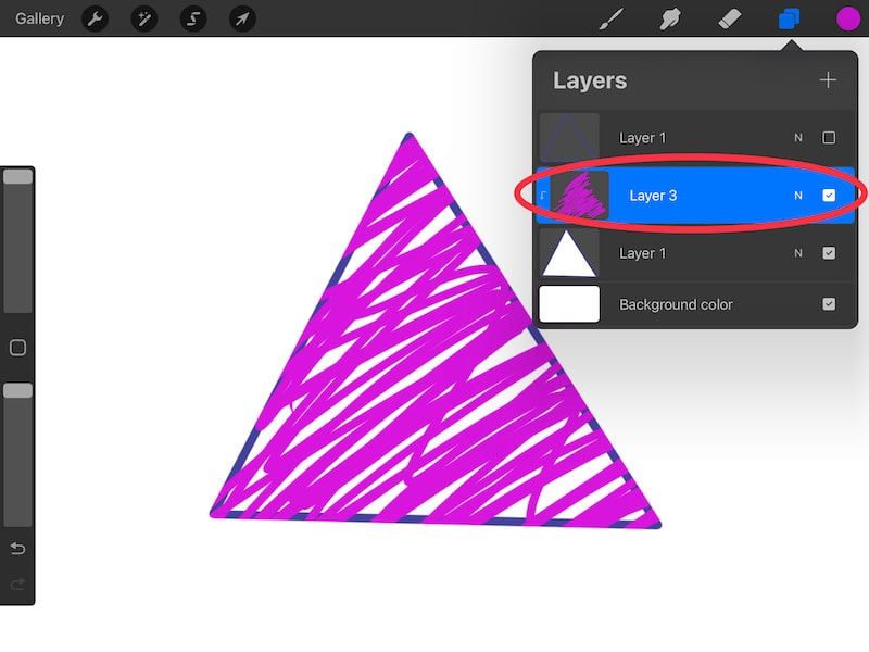 procreate clipping mask color inside triangle