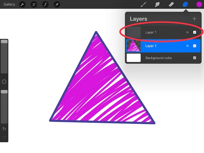 procreate layer on top of triangle outline