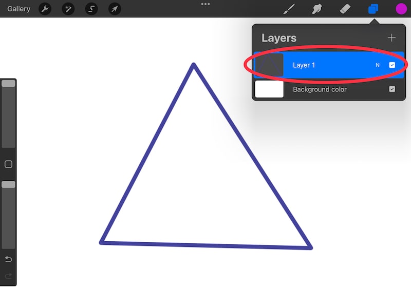 procreate single layer triangle selected