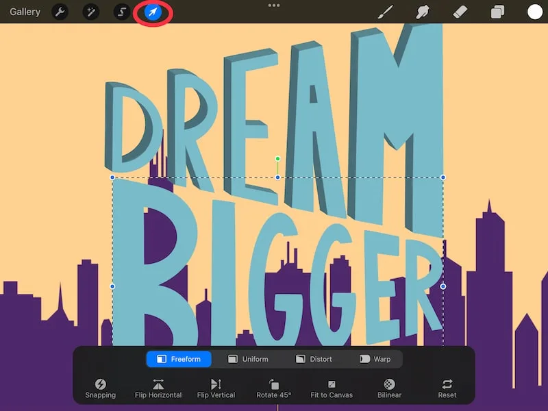 procreate transform icon dream bigger