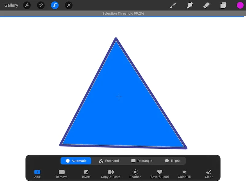 procreate triangle automatic selection enabled