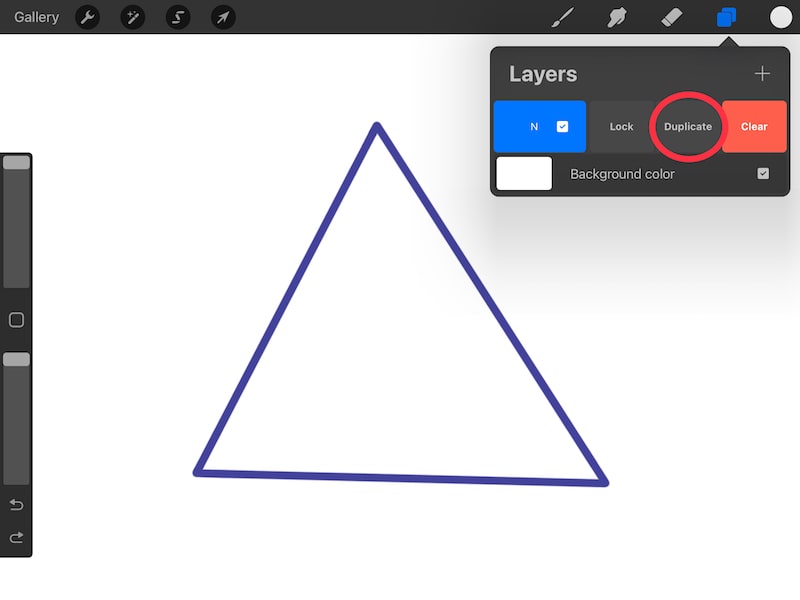 procreate triangle outline duplicate layer