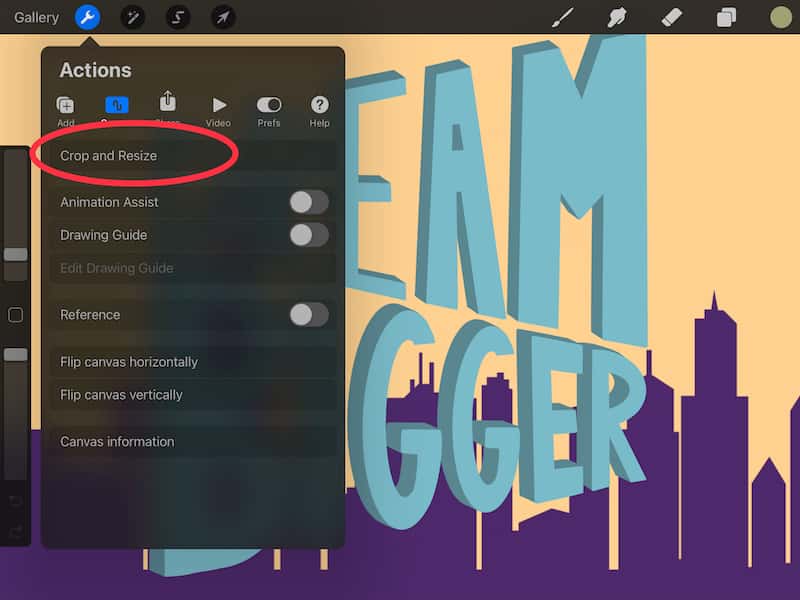 how to crop and resize in Procreate