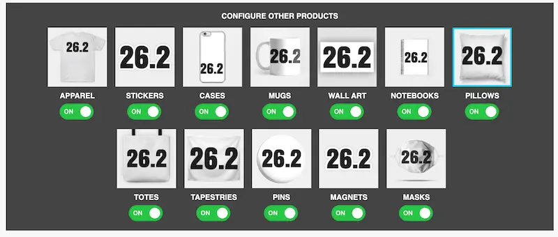 teepublic product options with 26.2 design