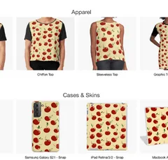 cherry pattern design on Redbubble products