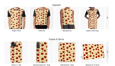 cherry pattern design on Redbubble products