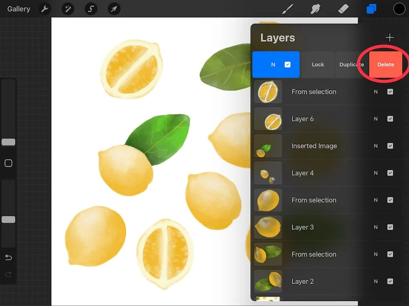 how to delete a layer in procreate