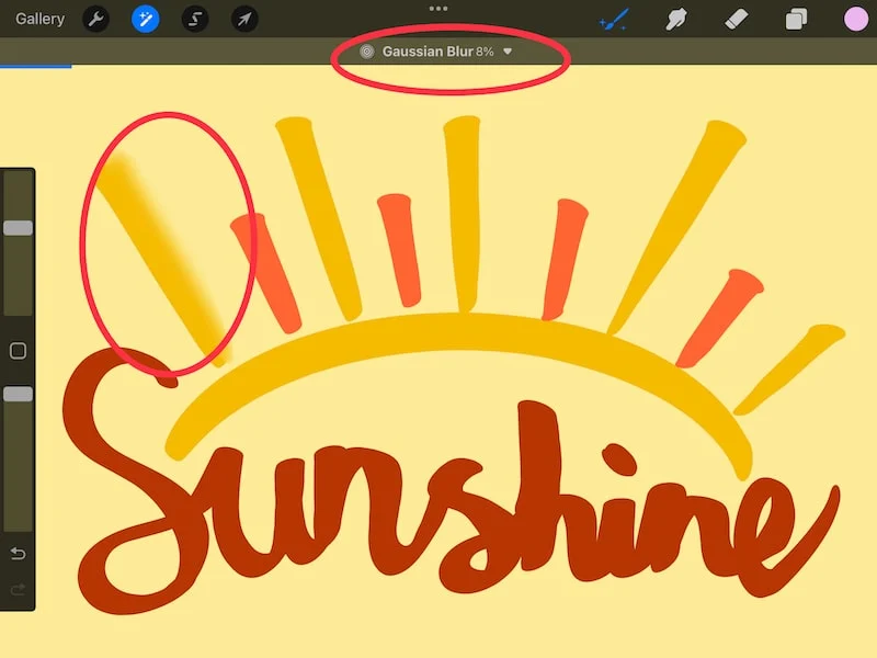 procreate blur with pencil sunshine ray blurred
