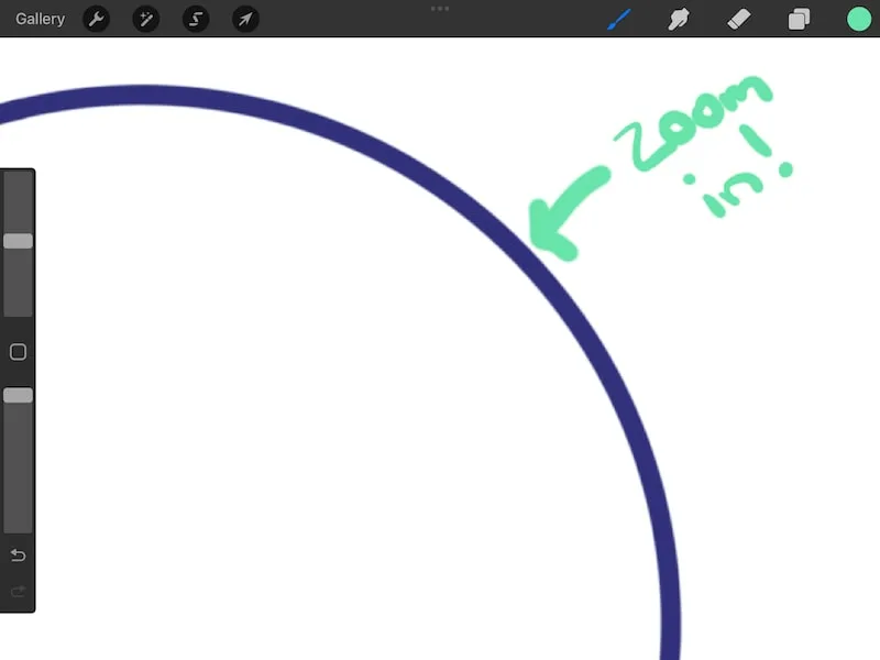 procreate zoomed in on circle to change color