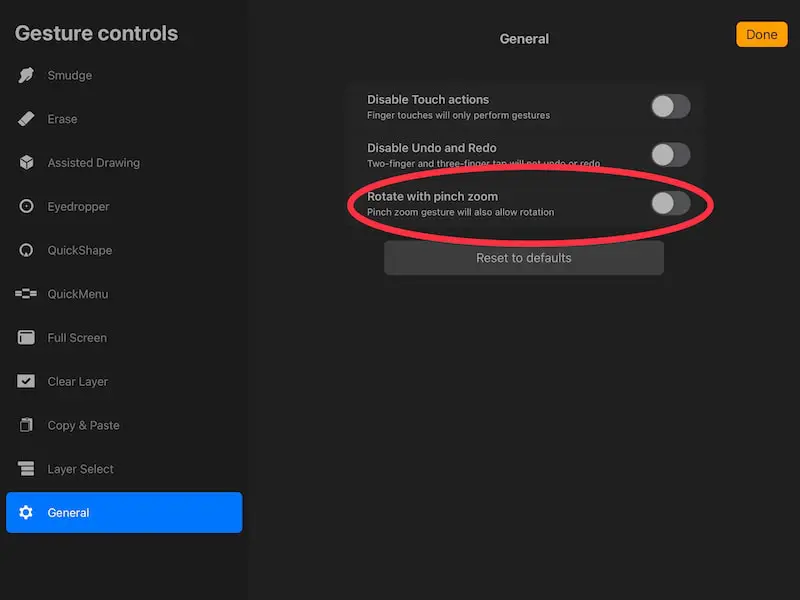 procreate pinch to rotate