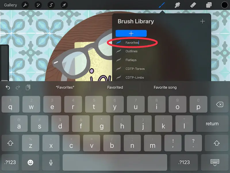 favoriting Procreate brushes in a favorites brush folder