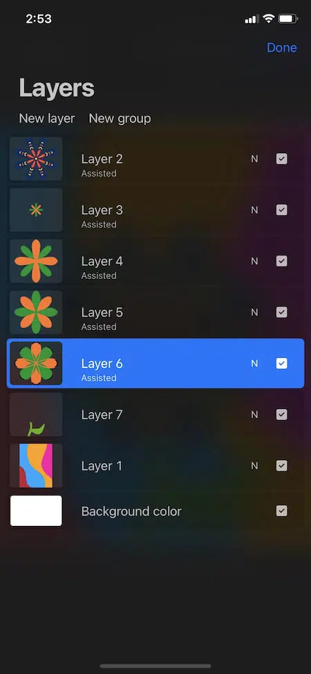 procreate pocket select layer