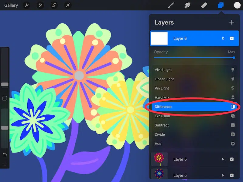 procreate difference blend mode
