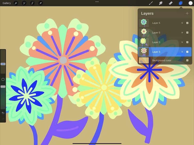procreate layers inverted flower drawing