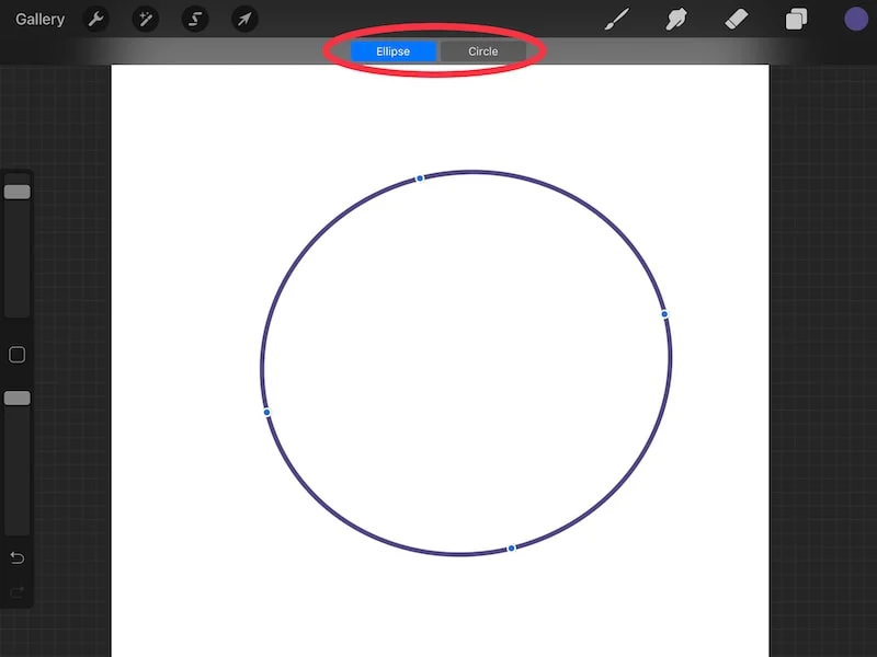 Procreate quickshape circle and ellipse