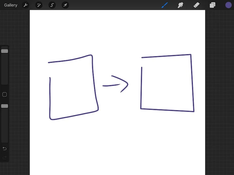 procreate quick shape square mistake