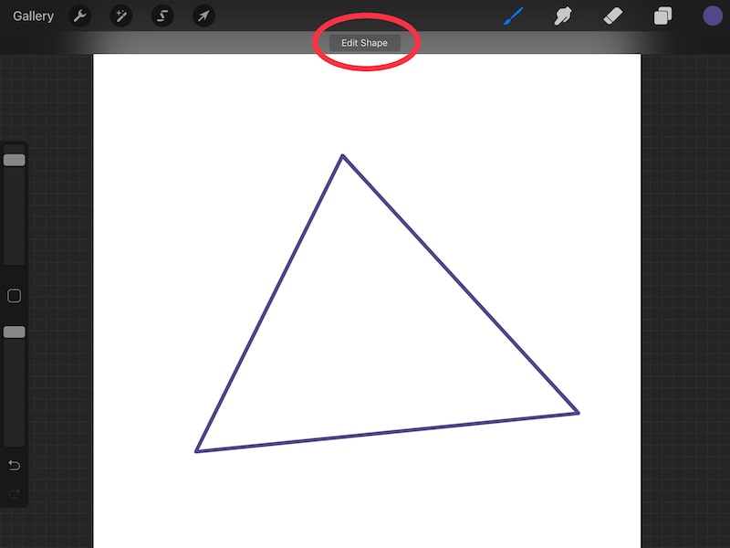 Procreate quick shape triangle