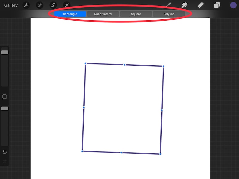 procreate quick shape square