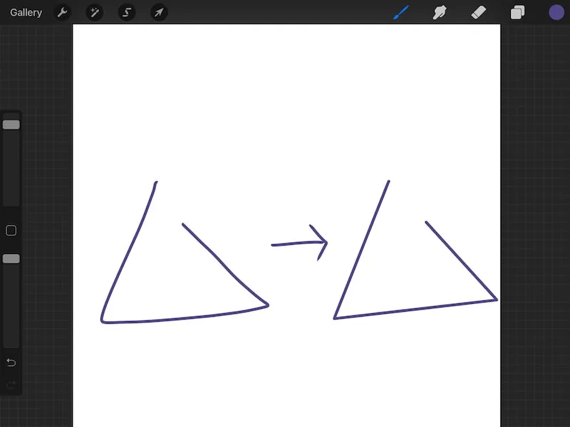 procreate quick shape triangle mistake