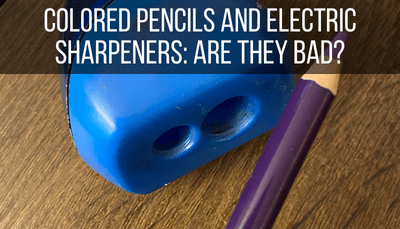 colored pencils and electric sharpeners