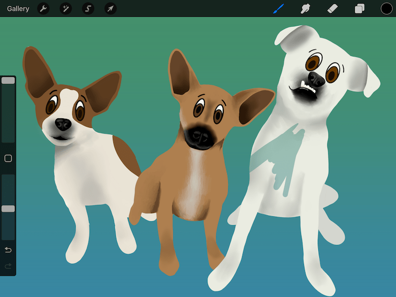 using a layer mask on dog drawing